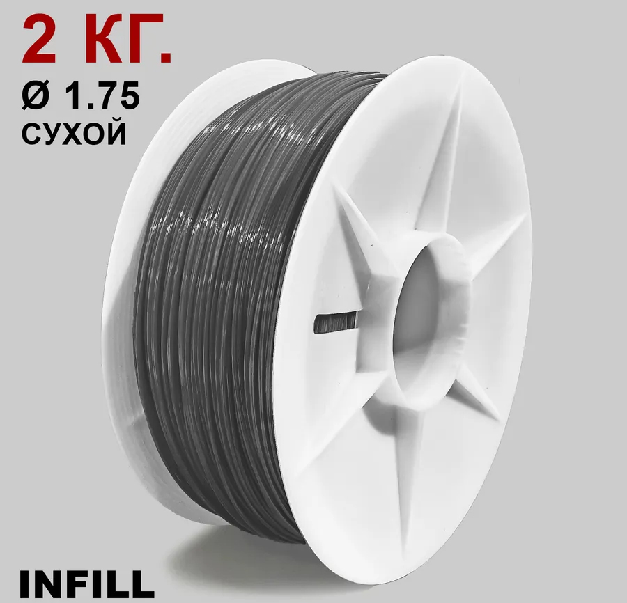 Пластик для 3D печати PETG Infill 1.75, 2 кг Серый