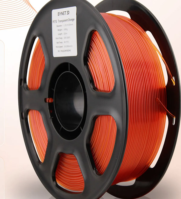 Пластик для 3D принтера BYNET 3D PETG 1.75 1кг Оранжевый прозрачный