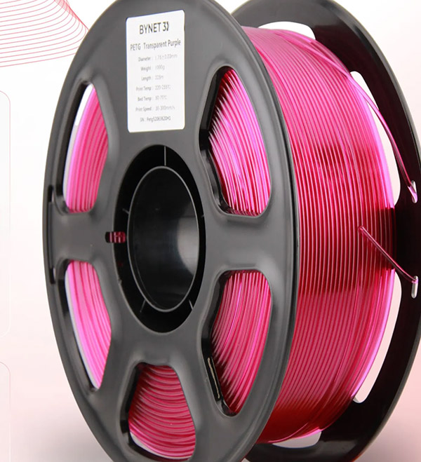 Пластик для 3D принтера BYNET 3D PETG 1.75 1кг Фиолетовый прозрачный