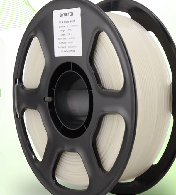 Пластик для 3D принтера BYNET 3D PLA+ 1.75 1кг Светящийся зеленый